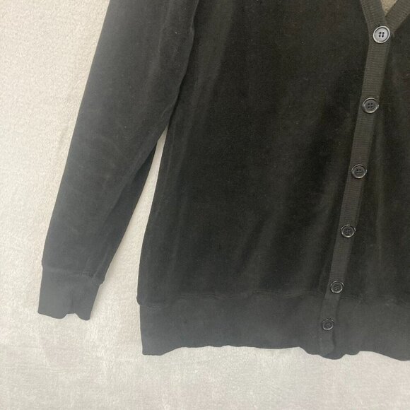 WILT Slouchy Velour Cardigan Sweater Black Womens XS Velour Made In USA Boxy - Picture 5 of 12